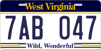 WV license plate 7AB047
