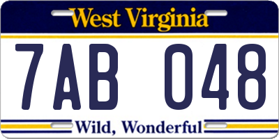 WV license plate 7AB048