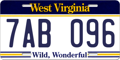 WV license plate 7AB096