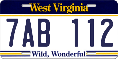 WV license plate 7AB112