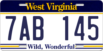 WV license plate 7AB145