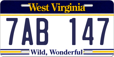 WV license plate 7AB147