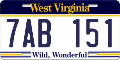 WV license plate 7AB151