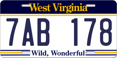 WV license plate 7AB178