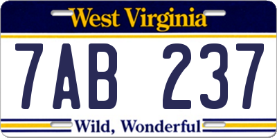 WV license plate 7AB237