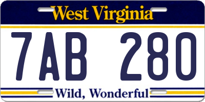 WV license plate 7AB280
