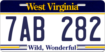 WV license plate 7AB282