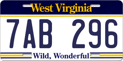 WV license plate 7AB296