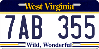 WV license plate 7AB355