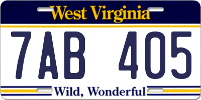 WV license plate 7AB405