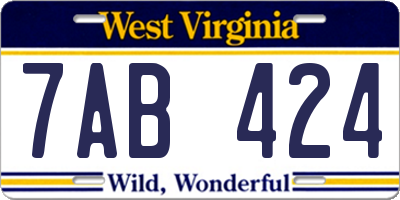 WV license plate 7AB424