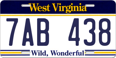WV license plate 7AB438