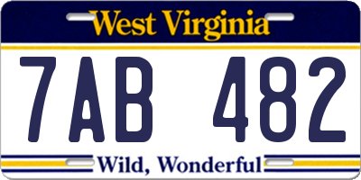 WV license plate 7AB482