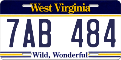 WV license plate 7AB484