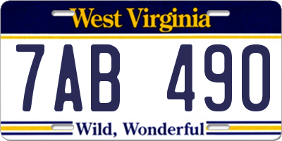 WV license plate 7AB490
