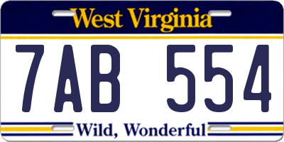 WV license plate 7AB554