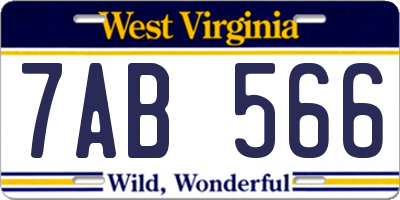 WV license plate 7AB566