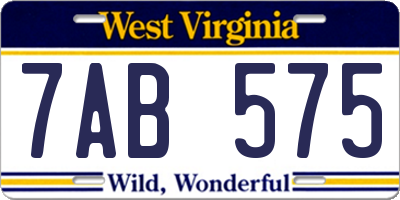 WV license plate 7AB575