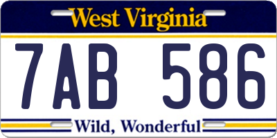 WV license plate 7AB586