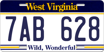 WV license plate 7AB628