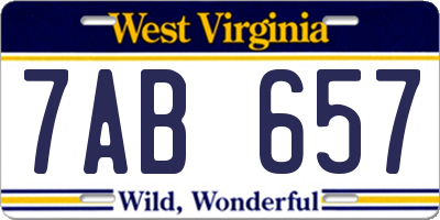WV license plate 7AB657