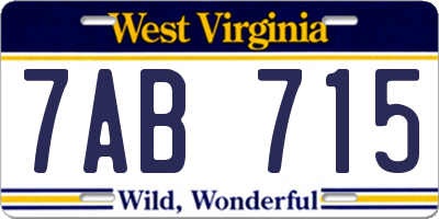 WV license plate 7AB715