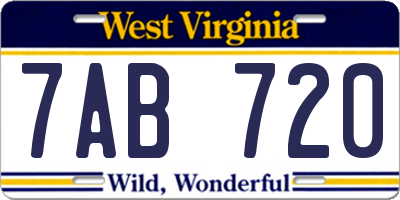 WV license plate 7AB720