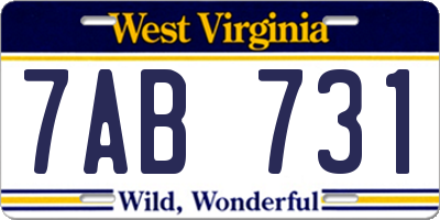 WV license plate 7AB731
