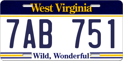 WV license plate 7AB751