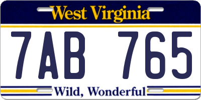 WV license plate 7AB765