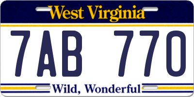 WV license plate 7AB770