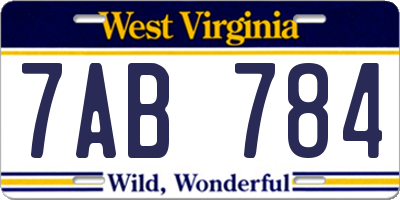 WV license plate 7AB784