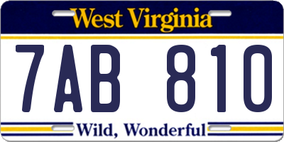 WV license plate 7AB810