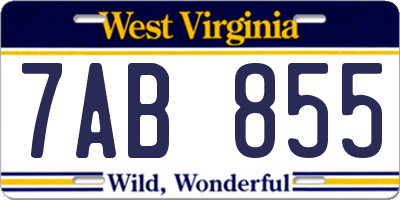 WV license plate 7AB855