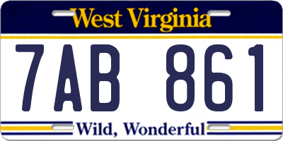 WV license plate 7AB861