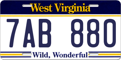 WV license plate 7AB880