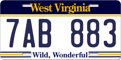 WV license plate 7AB883