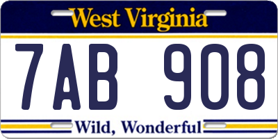 WV license plate 7AB908