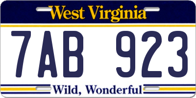 WV license plate 7AB923