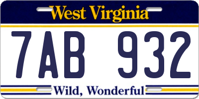 WV license plate 7AB932