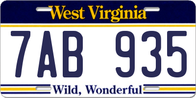 WV license plate 7AB935