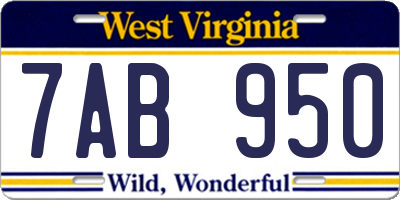 WV license plate 7AB950