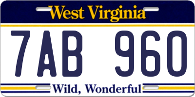 WV license plate 7AB960