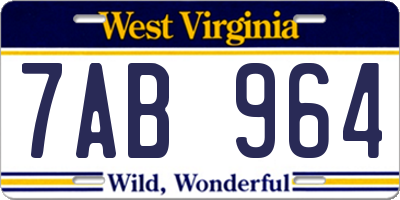 WV license plate 7AB964