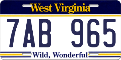 WV license plate 7AB965