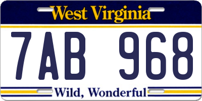 WV license plate 7AB968