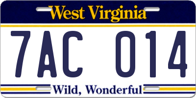 WV license plate 7AC014