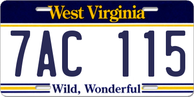 WV license plate 7AC115