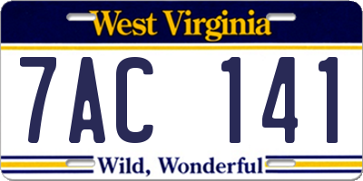 WV license plate 7AC141