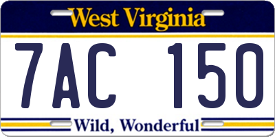 WV license plate 7AC150